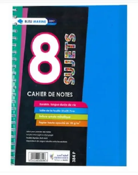 Cahier de 8 sujets 384P spirale petits carreaux 70g grand format A4