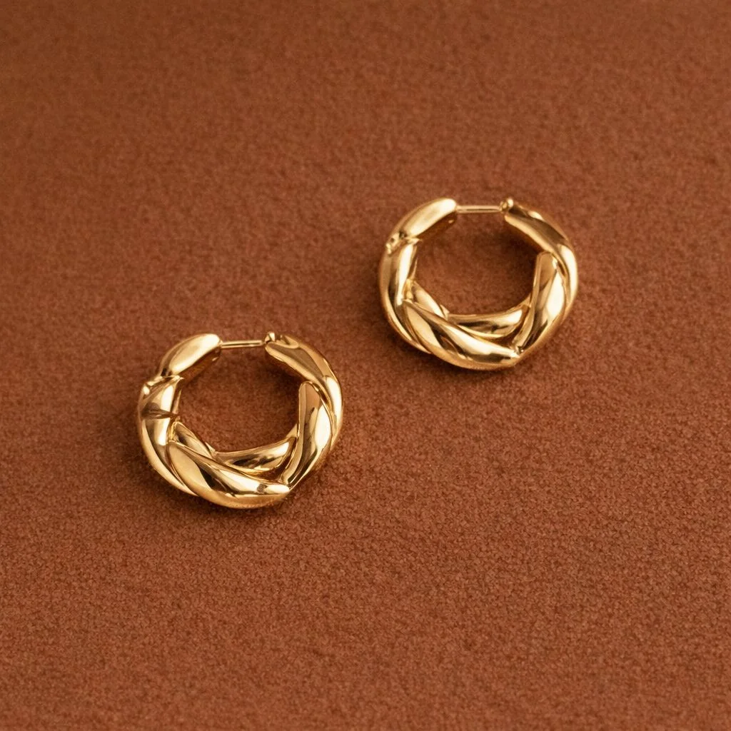 Golden Twist Hoops