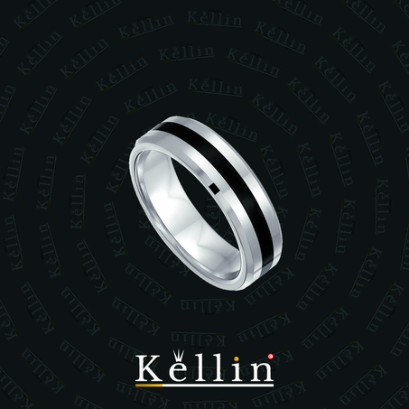 Bague Homme avec Trait Noir