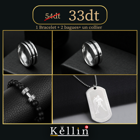 Lot de 2 bagues + une bracelet+ un collier