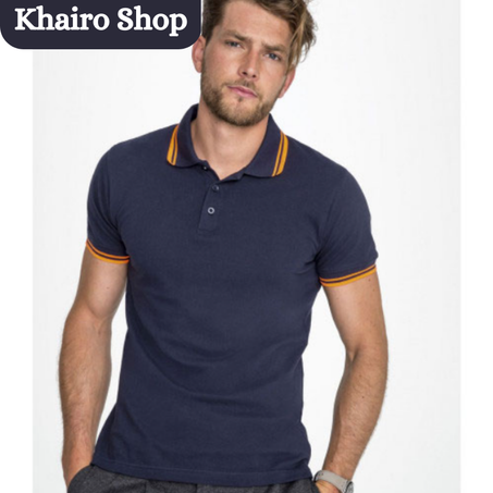 Polo Bleu marine-orange col et manches rayés- Pasadena sol's