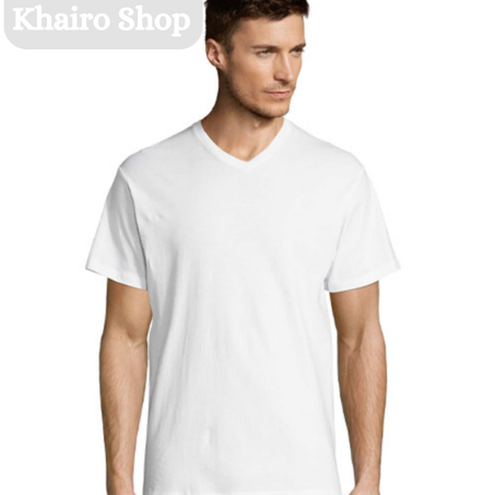 T-shirt coton unisexe col «V» Blanc