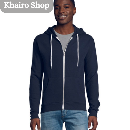 sweat à capuche 100%  coton sol's fermeture  zippée-Unisex Bleu abysse