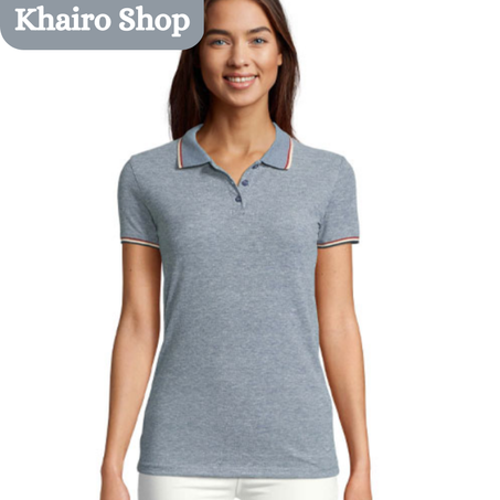 Polo manches courte  Femme couleur bleu Jeane  chiné PANAME-Sol's