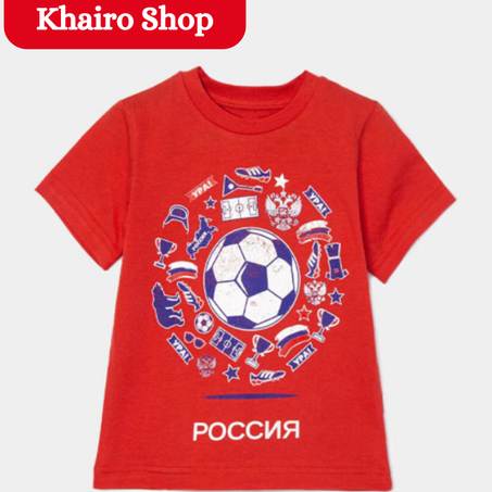 T-shirt enfant Rouge manches courtes coton blanc-100% Coton