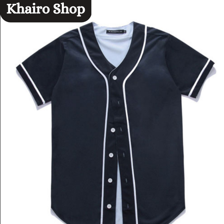 Chemise Noir manches  courtes piqué style  baseball