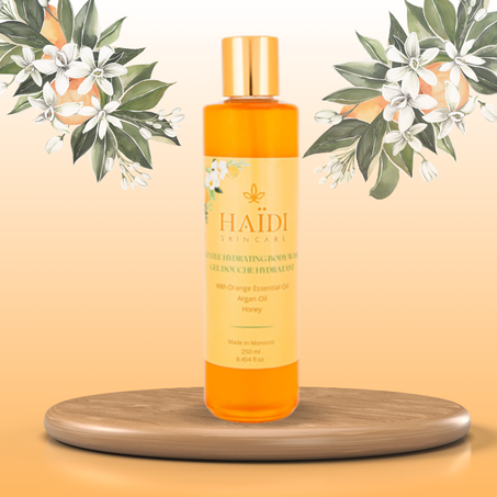 Gel Douche Hydratant au Miel, Huile Essentielle d'Orange et Huile d'Argan 