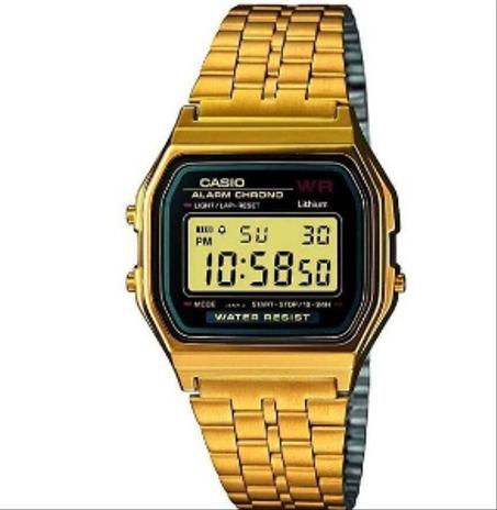 تصميم CASIO الكلاسيكي، جزء من مجموعة Vintage Retro. تتميز هذه الساعة بشاشة رقمية وإضاءة ومنبه يومي وساعة توقيت. مقاومة للماء