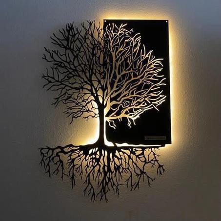 tableau arbre en bois mdf avec led RGB