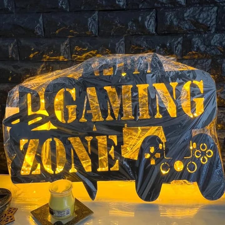 tableau gaming zone  en bois mdf avec led RGB