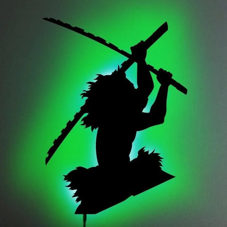 tableau anime demon slayer   en bois mdf avec led RGB
