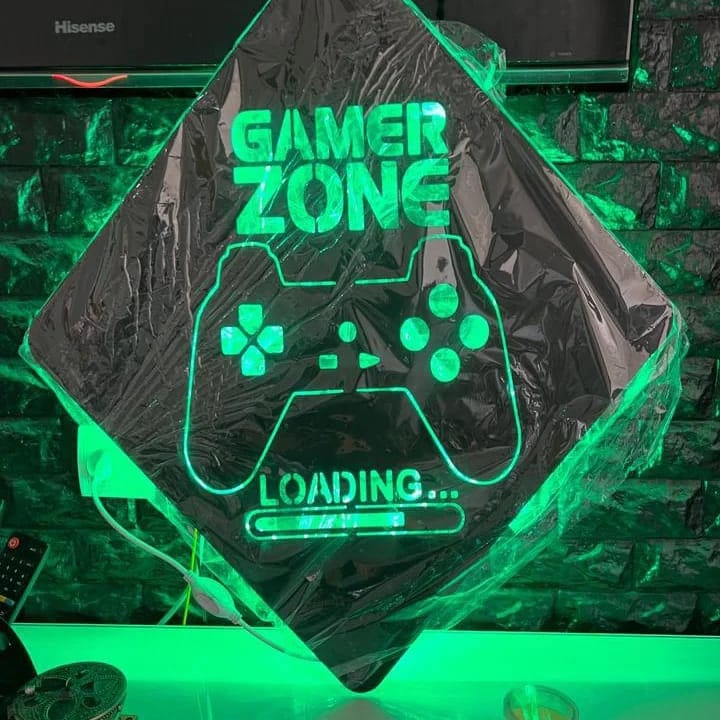 tableau gaming zone en bois mdf avec led RGB