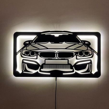 tableau BMW  en bois mdf avec led RGB