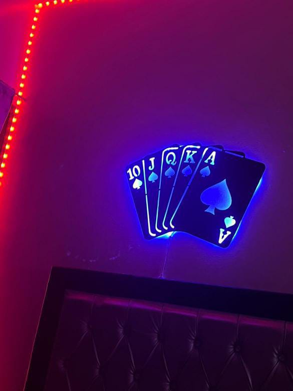 tableau rami cartes en bois mdf avec led RGB