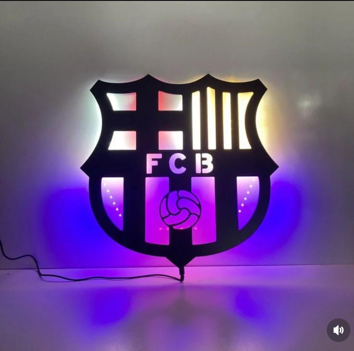 tableau FC barcelona  en bois mdf avec led RGB
