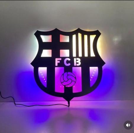 tableau FC barcelona  en bois mdf avec led RGB