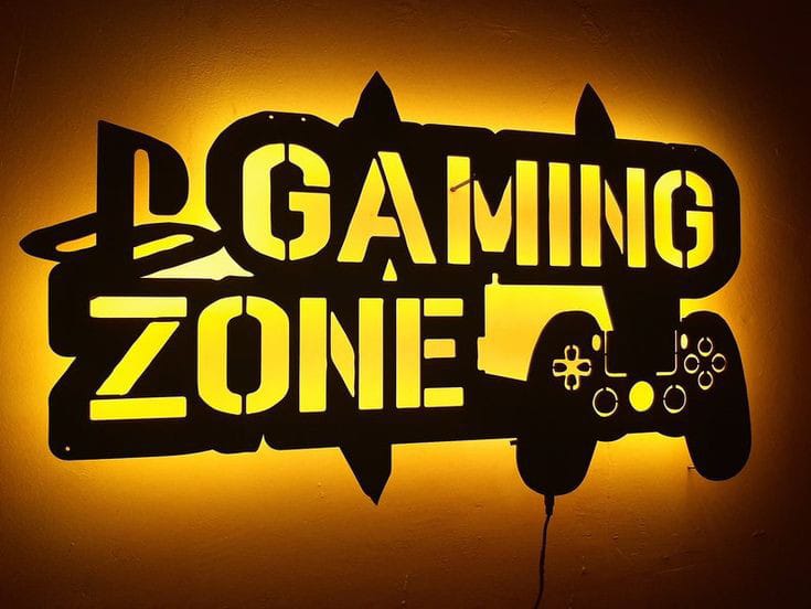 tableau gaming zone  en bois mdf avec led RGB