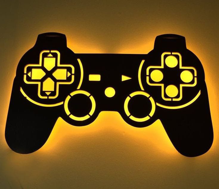 tableau manette en bois mdf avec led RGB