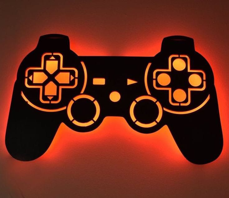 tableau manette en bois mdf avec led RGB