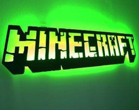 tableau minecraft en bois mdf avec led RGB