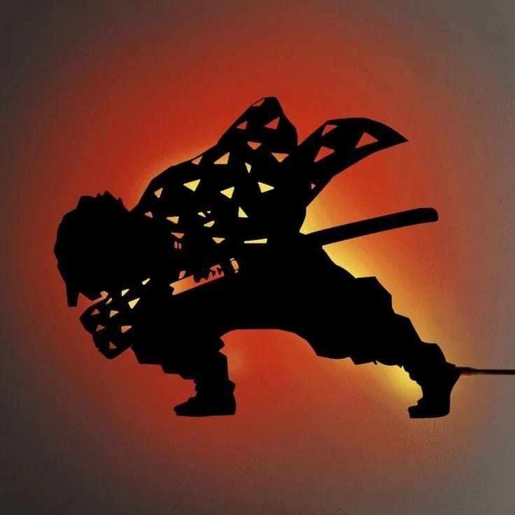 tableau anime demon slayer   en bois mdf avec led RGB