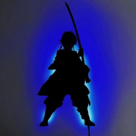 tableau anime demon slayer   en bois mdf avec led RGB