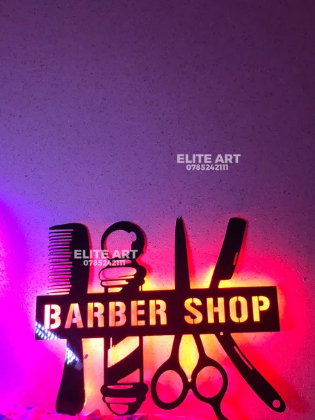 tableau BARBER SHOP  alicoband avec led RGB
