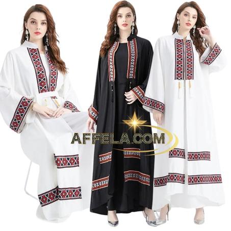 عباية الفاخرة المصممة بتطريز يدوي أنيق من التراث الأصيل  توب كريب كوريا حرير