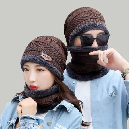 مجموعة  قبعة مع وشاح شتوية مقطنة للرجال/النساء