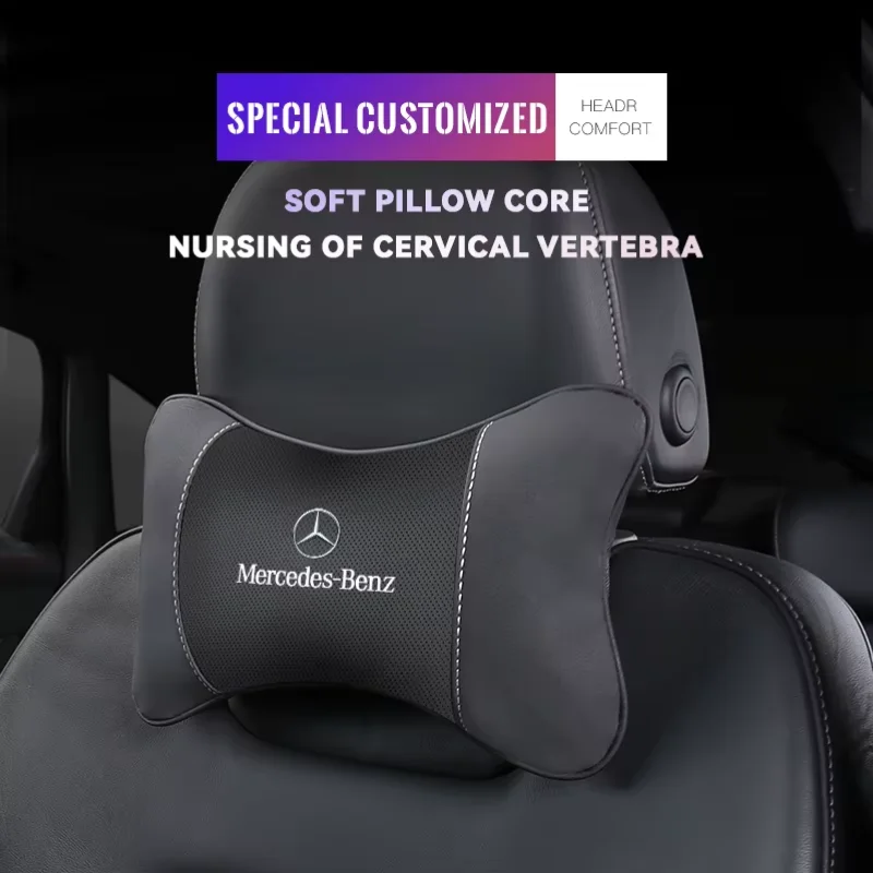 1Pcs Car Seat Headrest Auto Logo Neck Pillow