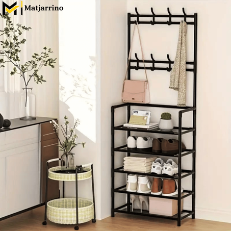 Polyvalent 2 en 1 métal chaussures et manteaux Rack