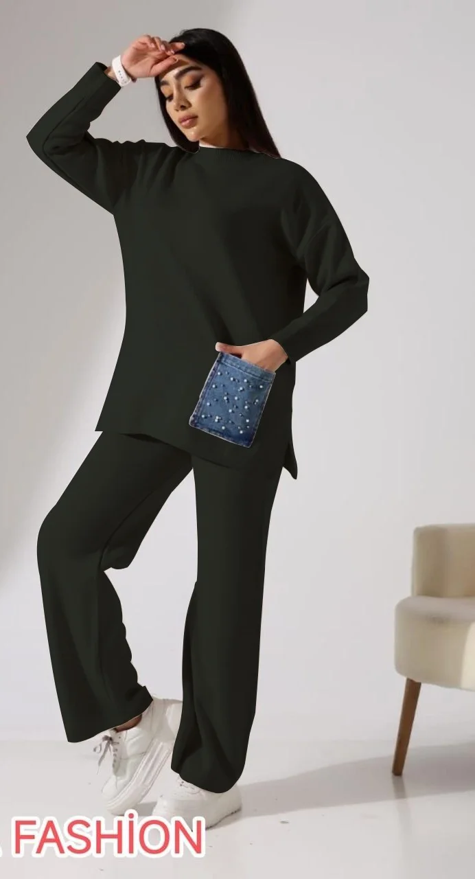 طقم تريكو نسائي (قطعتين) - جودة ممتازة وتصميم عصري ✨