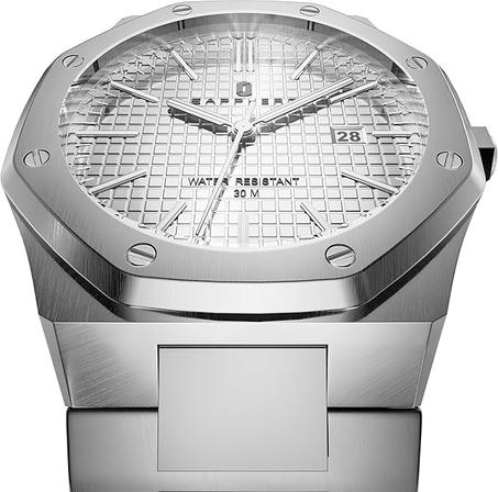 ساب هيرو ساعات يد للرجال مقاومة للماء حتى عمق 100 متر من الستانلس ستيل بلون فضي وحركة كوارتز يابانية ثمانية الاضلاع وبسيطة وفاخرة وكلاسيكية هدايا