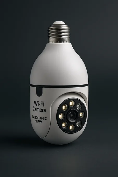 كاميرا مراقبة ذكية على شكل مصباح بدقة عالية 360°