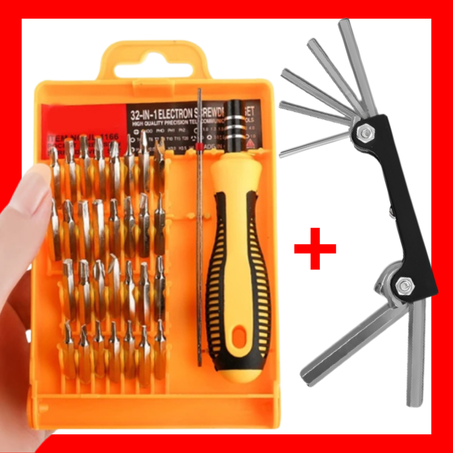 Pack Tournevis 32 en 1 + cles sipon portable 7 en 1