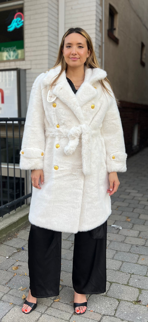 OFFICER WHITE FAUX FUR JACKET MADE IN FRANCE 🇫🇷