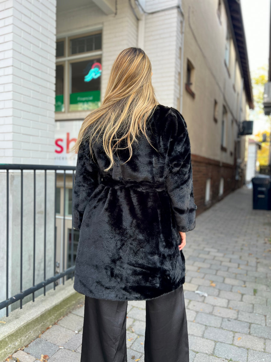 OFFICER BLACK FAUX FUR JACKET MADE IN FRANCE 🇫🇷