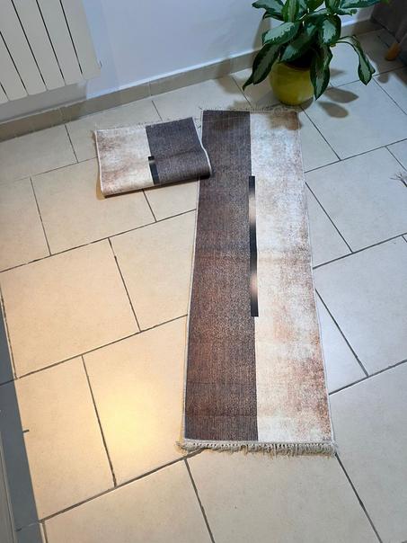 Tapis De Cuisine Design Marron et Beige ( 2 piéces )