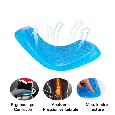 Coussin De Siège Orthopédique En Silicone Respirant Forme Nid D'abeille Antidérapant Pour Voiture Et Maison