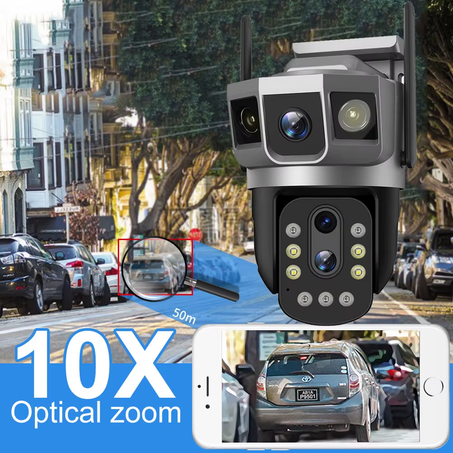 كاميرا شمسية مزدوجة العدسة بدقة 12 ميجا بيكسل كاميرا المراقبه 4G  امنية خارجية مع لوحة شمسية