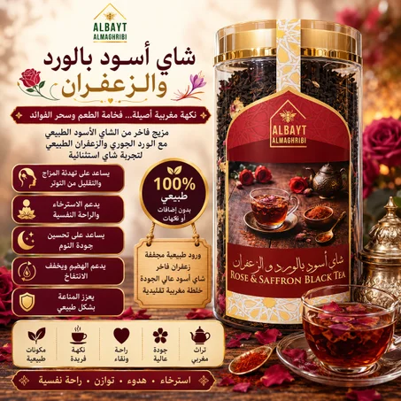 شاي اسود بالورد و الزعفران