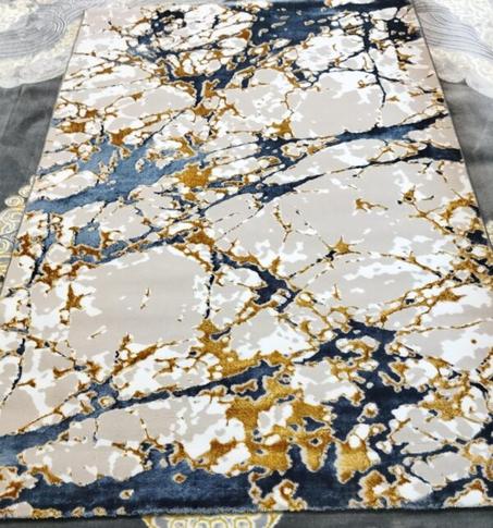 Tappeto moderno 160*230 cm, colore misto del grigio-blu-oro, rasato, non perde pelo, morbido. Ideale per qualsiasi interno.