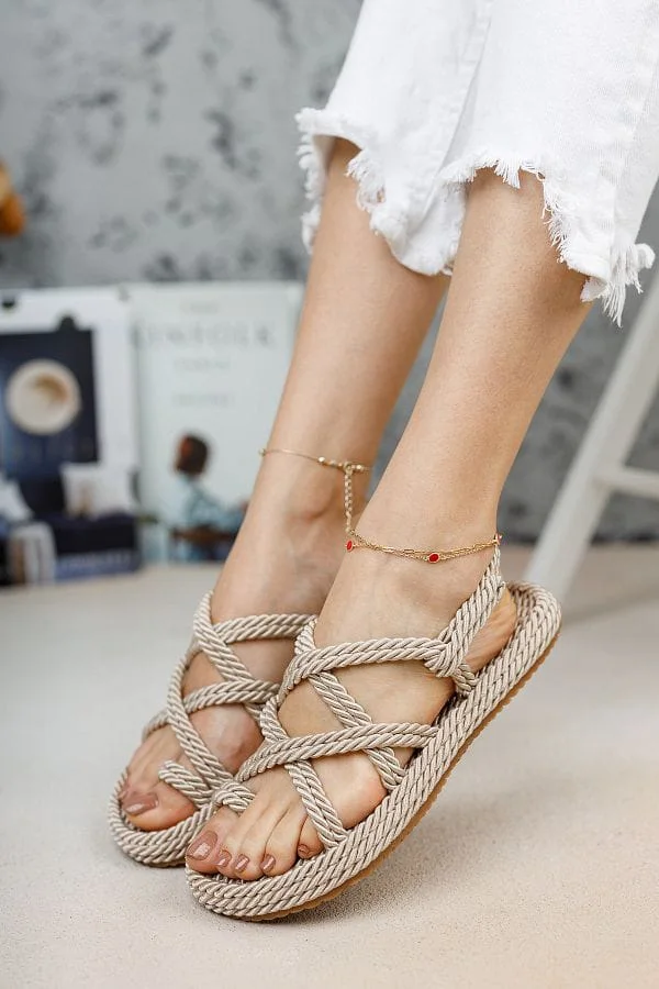 Sandales d'été en corde, élégantes et confortables pour femmes (REF-004)