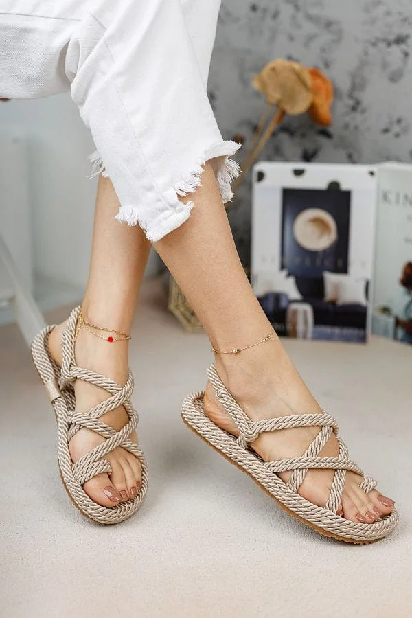 Sandales d'été en corde, élégantes et confortables pour femmes (REF-004)