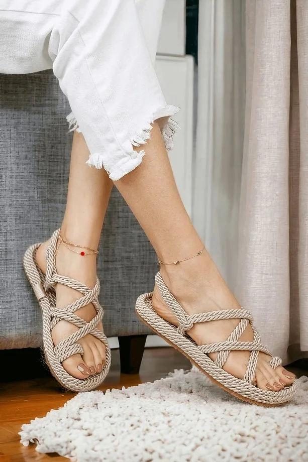 Sandales d'été en corde, élégantes et confortables pour femmes (REF-004)
