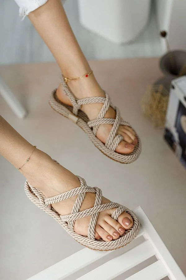 Sandales d'été en corde, élégantes et confortables pour femmes (REF-004)