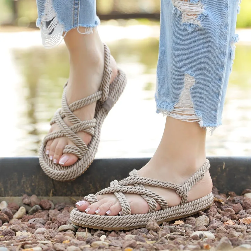 Sandales d'été en corde, élégantes et confortables pour femmes (REF-004)
