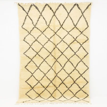 Vintage BenyOuaraine Moroccan Rug 9.51 X 6.49 FT