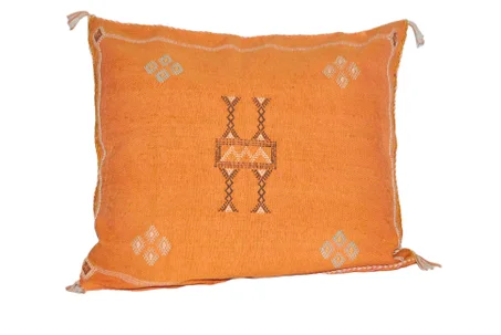 Orange Cactus Silk Handmade Moroccan Pillows Cover