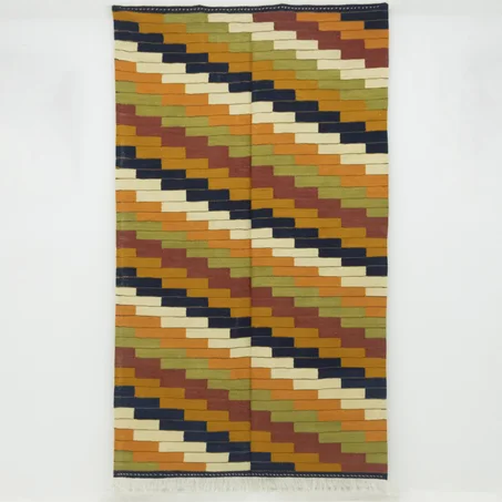 Multi-Colors Flatweave Moroccan Rug 10X3.44 FT